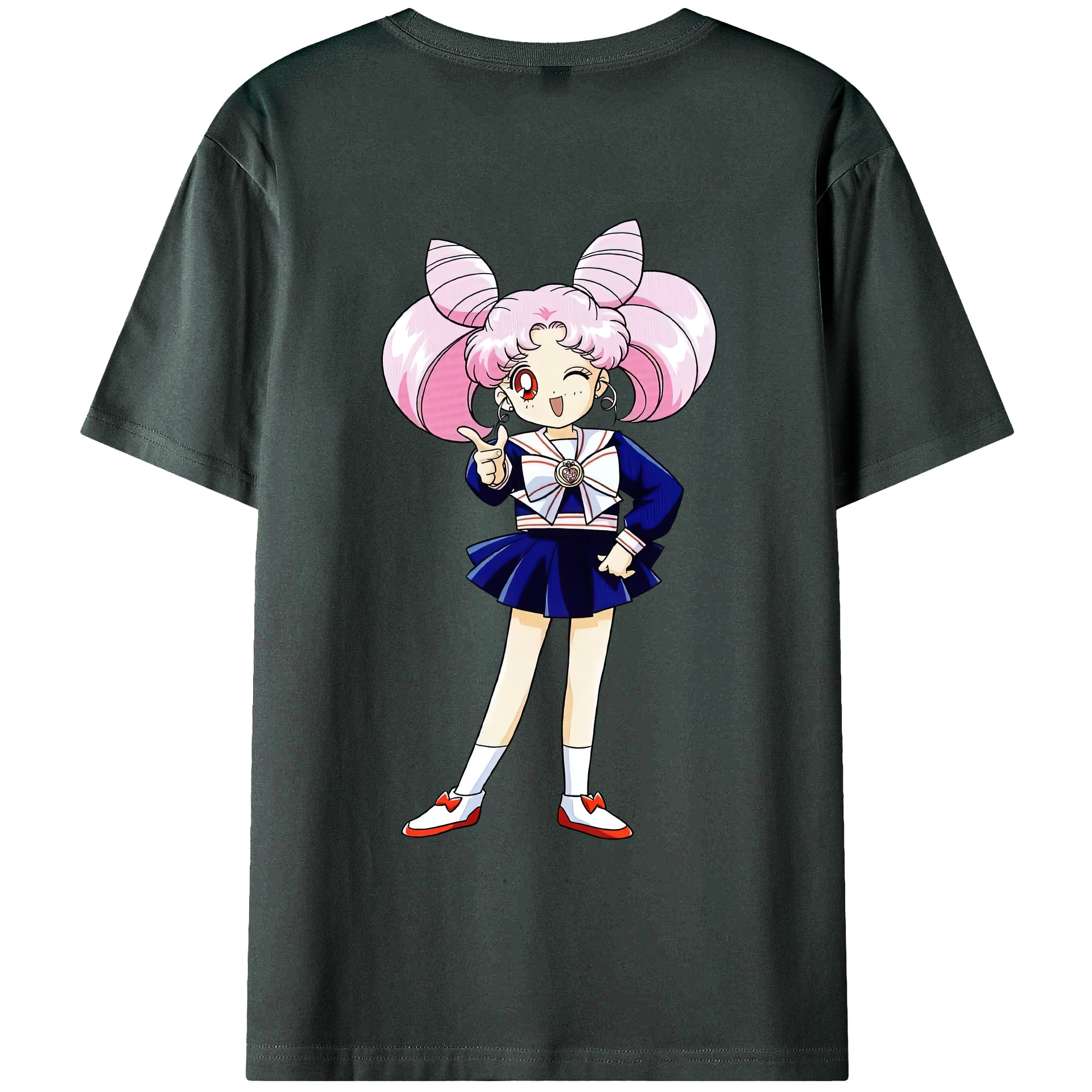 （画像用） 美少女戦士セーラームーン ちびうさ Sailor Moon Chibiusa Tsukino Usagi Small Lady Serenity 綿100％ メンズ半袖Tシャツ（バックプリント） 通気性